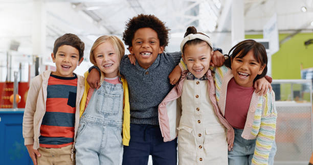 Child learning with supportive teachers and inclusive materials